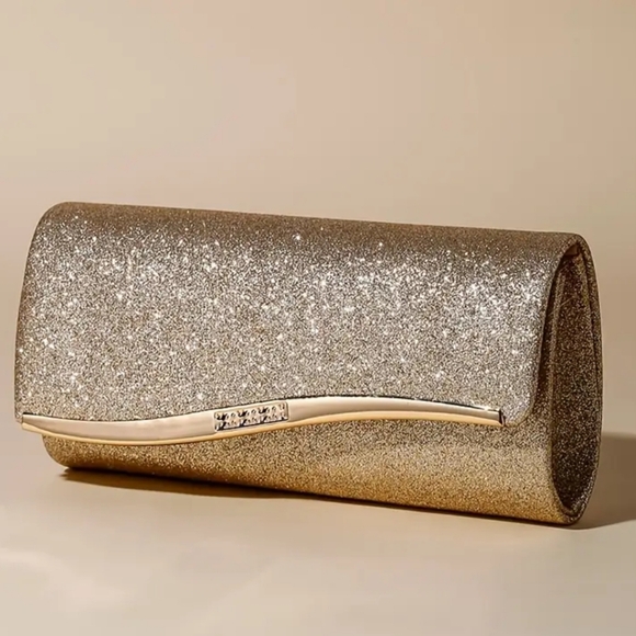 Handbags - Gold Clutch with One Open Pocket & Removable Chain Strap, 8x4x1.5, NWOT